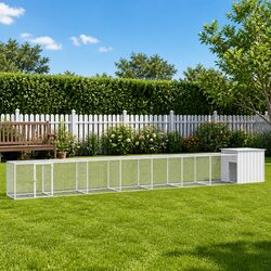 Chicken Cage Grey 800x91x100cm Galvanised Steel Coop Run Pen Small Animal