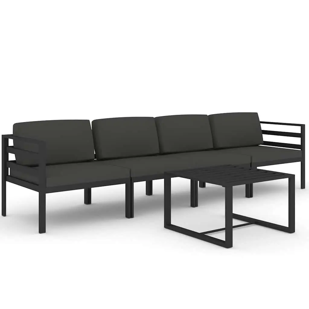 5 Piece Garden Lounge Set Modular Outdoor Patio Furniture with Cushions