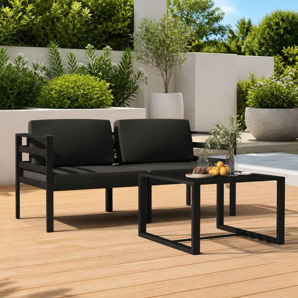 3 Piece Garden Lounge Set Modular Patio Furniture Aluminium Anthracite with
