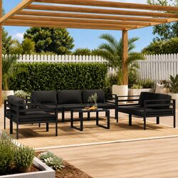 Garden Lounge Set 8 Piece Modular Patio Furniture Anthracite with Cushions