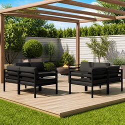 Garden Lounge Set 8 Piece Outdoor Furniture Modular Patio Seating with Cushions