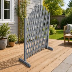 Wooden Trellis Fence Panel Garden Privacy Screen Expandable Firwood Grey 1.8m