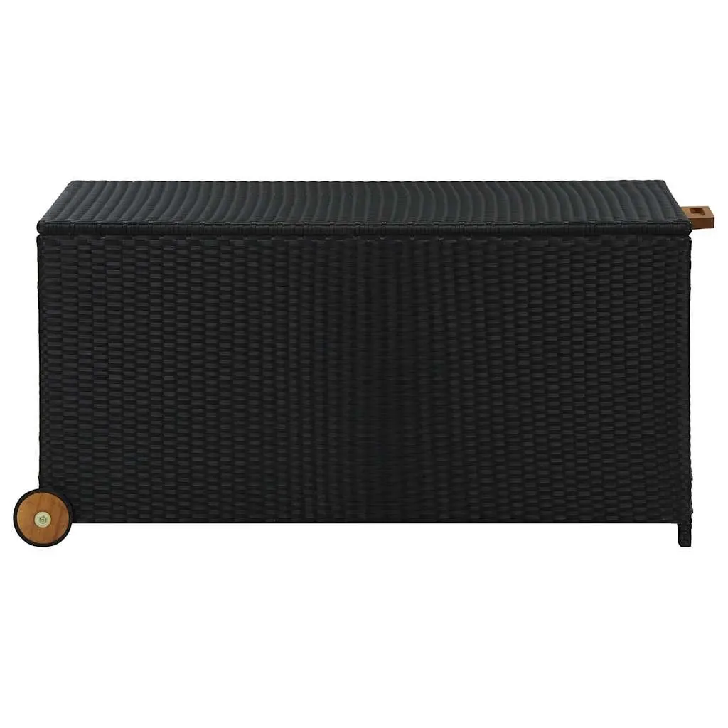 Garden Storage Box Weather-Resistant Poly Rattan 120 x 65 x 61 cm Black Outdoor Patio Cushion Organizer