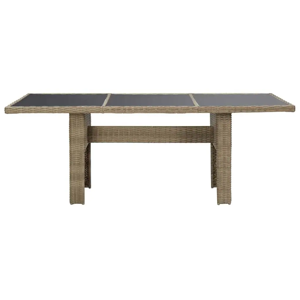 Outdoor Dining Table Brown Garden Furniture Glass Top Patio Rattan 200x100x74cm