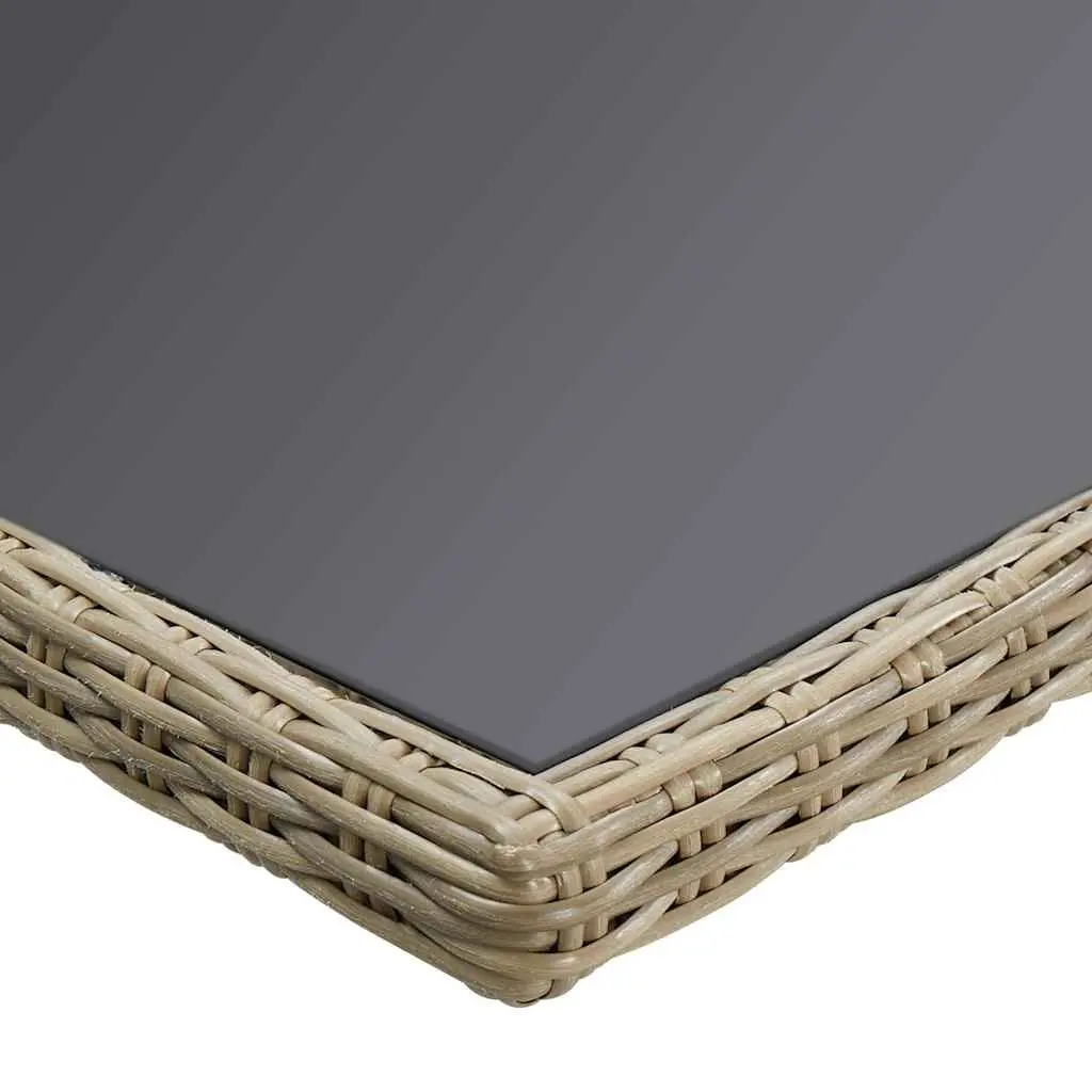Outdoor Dining Table Brown Garden Furniture Glass Top Patio Rattan 200x100x74cm