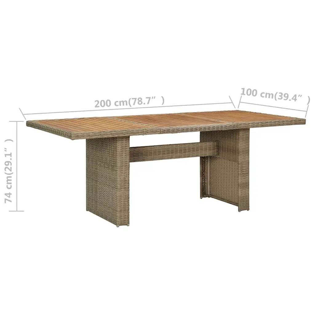 Outdoor Dining Table Garden Patio Furniture Brown 200x100x74cm Rattan Style