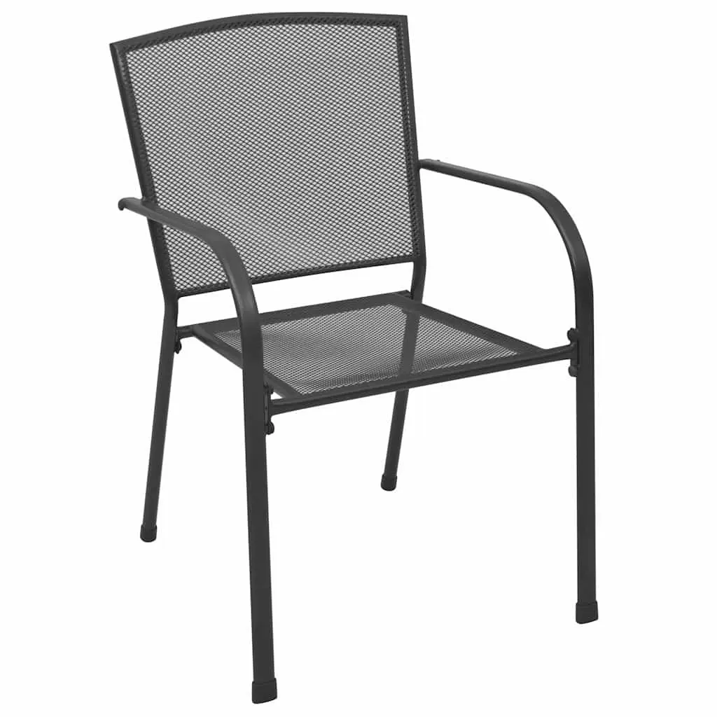 Outdoor Chairs Set 4 pcs Mesh Design Anthracite Steel Patio Garden Seating