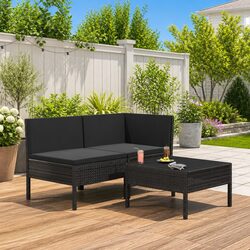 Garden Lounge Set 3 Piece Outdoor Furniture Poly Rattan Sofa Coffee Table