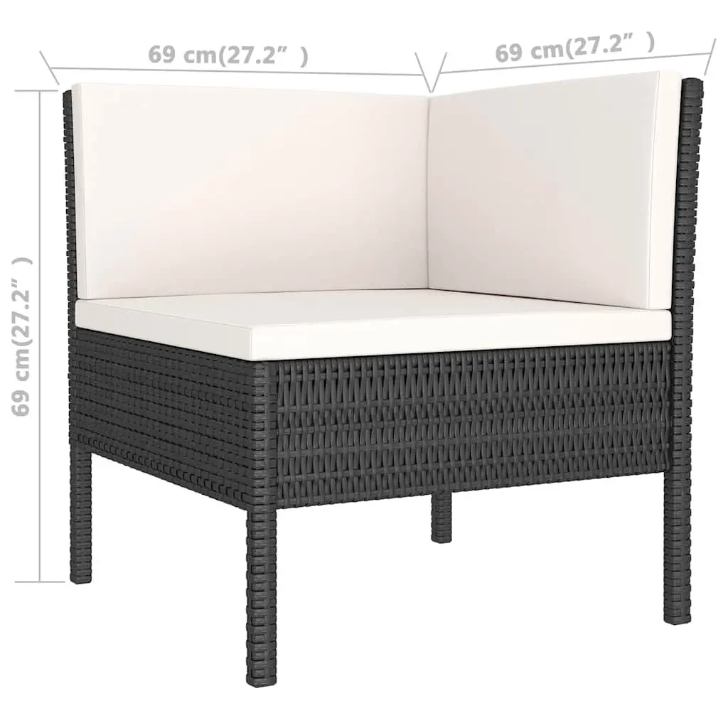 Garden Lounge Set 3 Piece Outdoor Furniture Black PE Rattan Patio Sofa