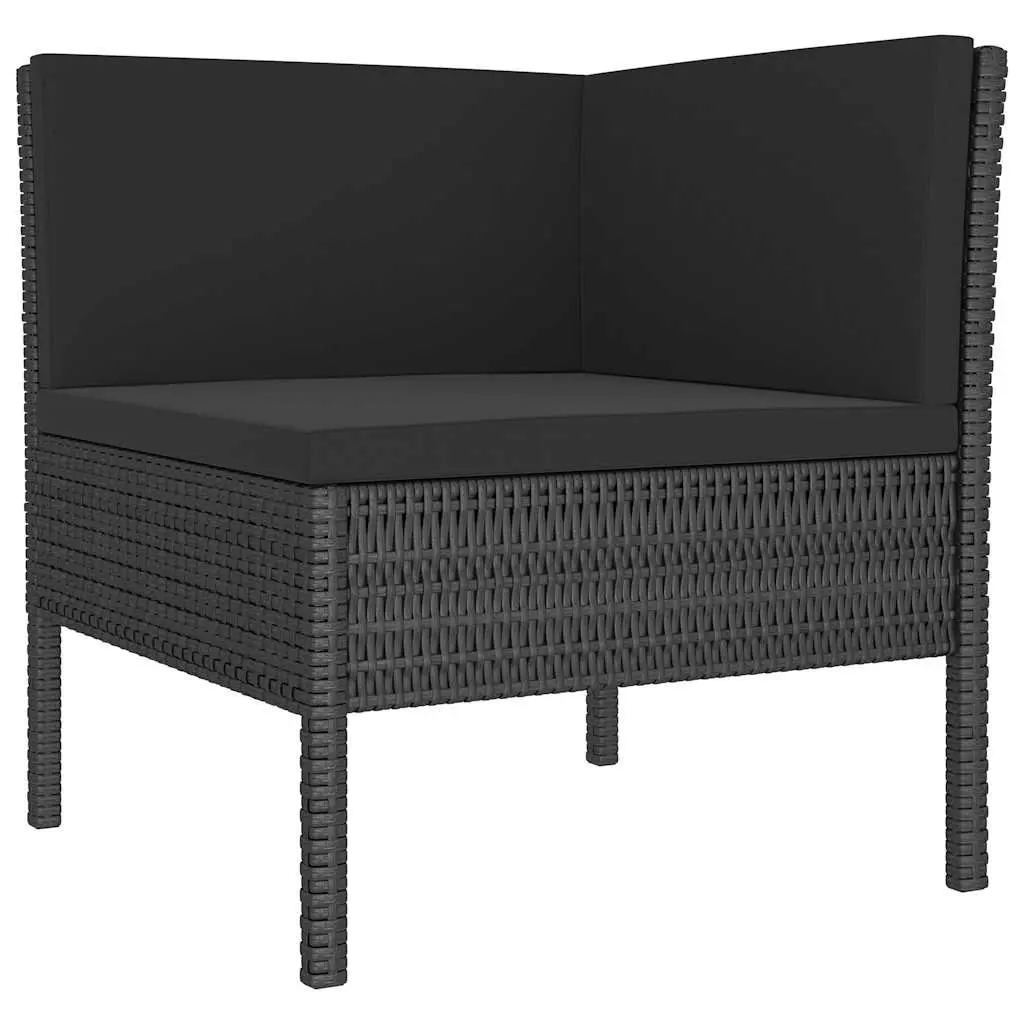 Garden Lounge Set 2 Piece Outdoor Furniture PE Rattan Cushions Black