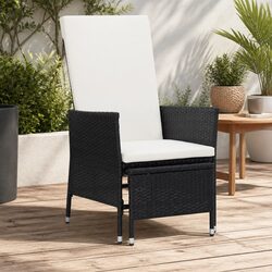 Outdoor Reclining Chair Garden Armchair with Footrest Cushion Black Seating