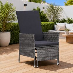 Reclining Outdoor Chair Grey with Footrest Garden Lounger Adjustable Back