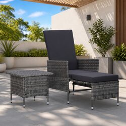 Garden Lounge Set 2 Piece Outdoor Furniture with Cushions Tea Table Armchair