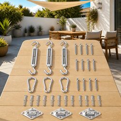 Sunshade Sail Accessory Set Stainless Steel Fittings Carabiners Pad Eyes
