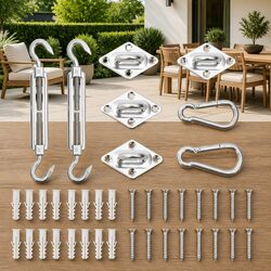 Sunshade Sail Accessory Set Stainless Steel Fittings Carabiners Pad Eyes