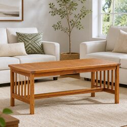 Coffee Table 102x50x43cm Solid Acacia Wood Slatted Top Living Room Furniture