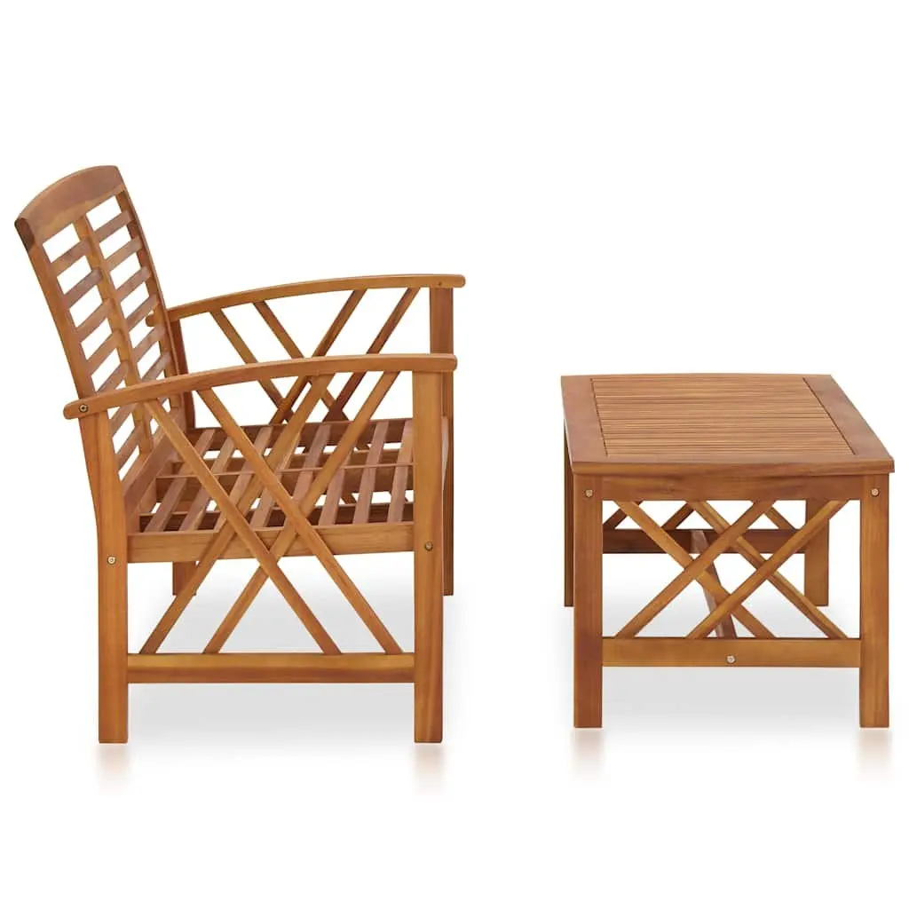 2 Piece Garden Lounge Set Outdoor Bench Coffee Table Patio Furniture Brown