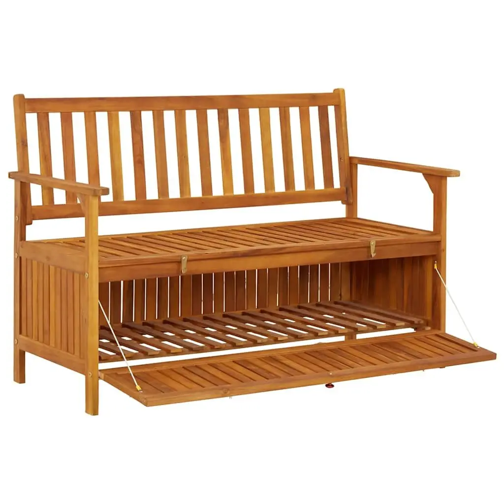 Outdoor Storage Bench Wooden Seat Box 120cm Brown with Backrest and Armrests