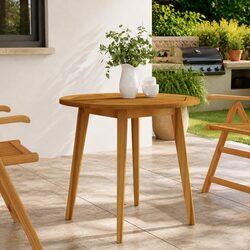 Solid Wood Acacia Garden Table Outdoor Dining Furniture Brown 85cm Round Patio