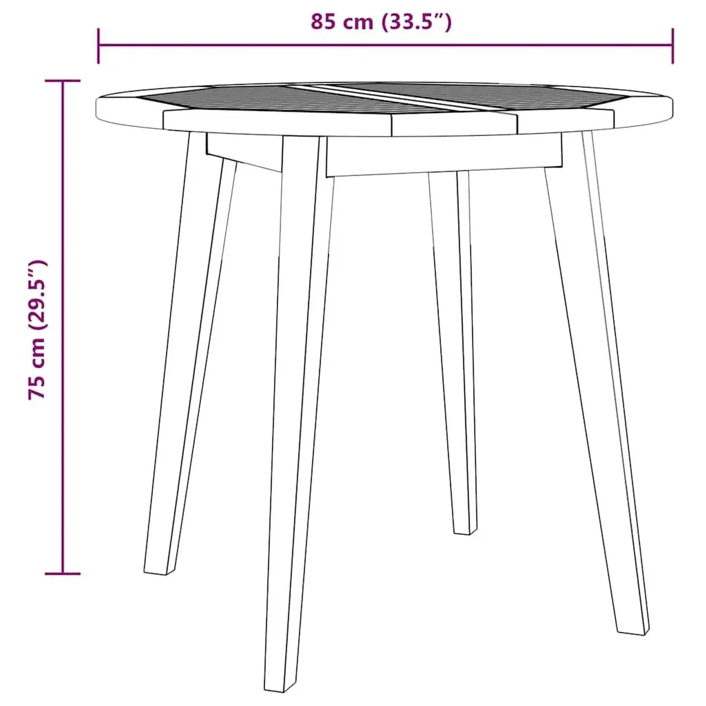 Solid Wood Acacia Garden Table Slatted Top 85cm Brown Outdoor Dining Furniture