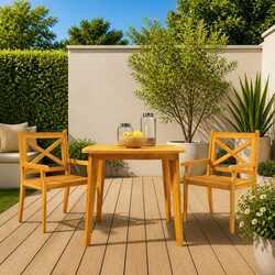 Garden Table 85x85x75cm Outdoor Dining Brown Solid Wood Acacia Slatted Top