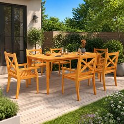 Outdoor Garden Table 200x100cm Solid Wood Acacia Dining Furniture Brown