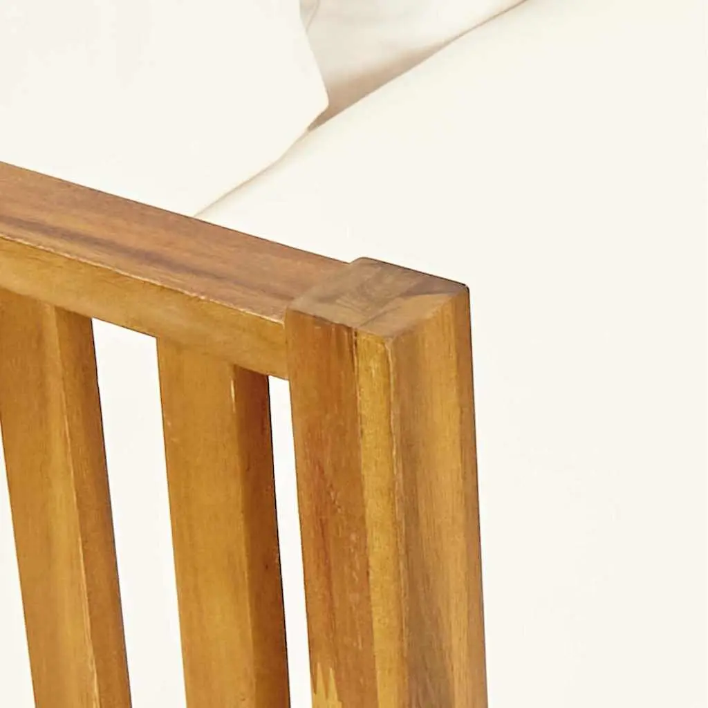 2-Seater Garden Bench Daybed Solid Acacia Wood Cream Indoor Outdoor Seating