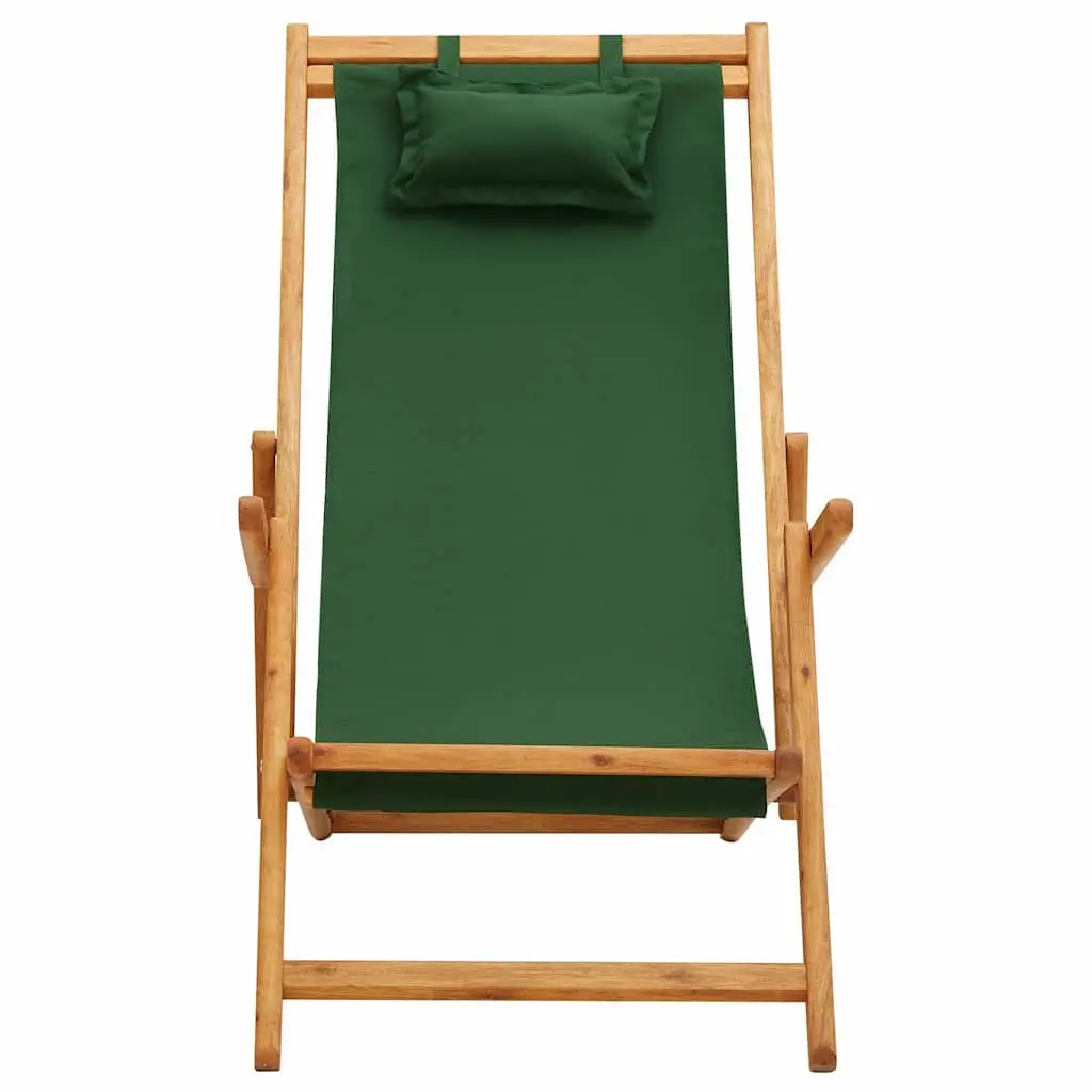 Folding Beach Chair Green Outdoor Garden Patio Lounge Reclining Seat Camping