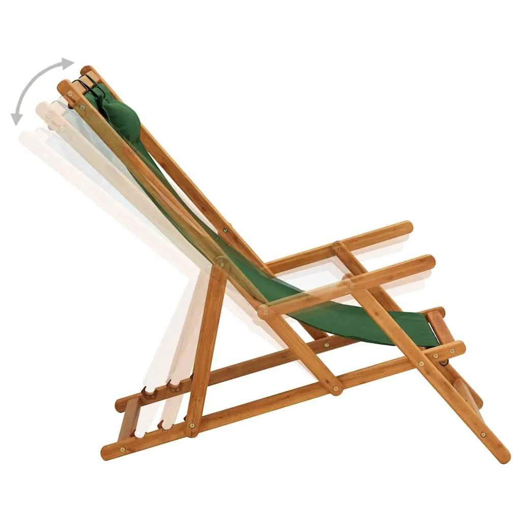 Folding Beach Chair Green Outdoor Garden Patio Lounge Reclining Seat Camping