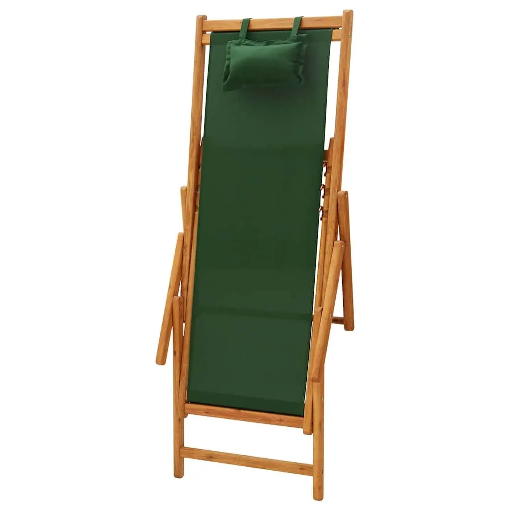 Folding Beach Chair Green Outdoor Garden Patio Lounge Reclining Seat Camping