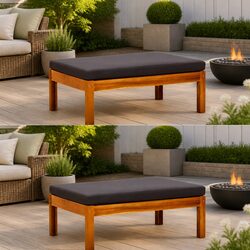 Outdoor Foot Rests Garden Footrests 2 Piece Set Slatted Design Grey