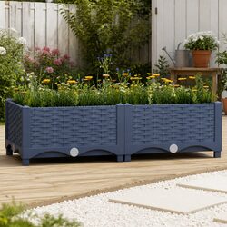 Raised Garden Bed Planter 80x40x23cm Grey Polypropylene Deep Plant Container