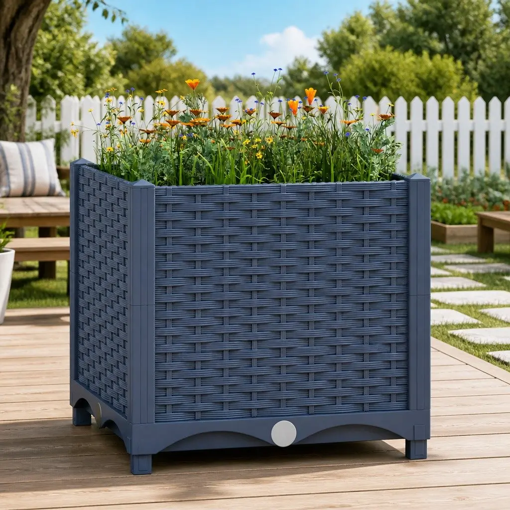 Raised Garden Bed Planter Polypropylene 40x40x38cm Grey