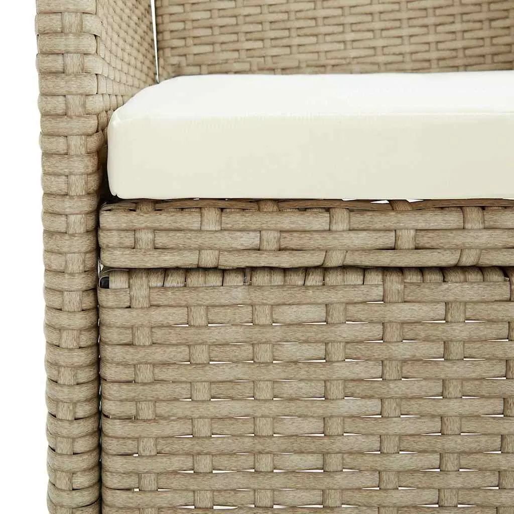 Outdoor Dining Chairs 2 pcs Poly Rattan Beige Garden Seating with Cushion