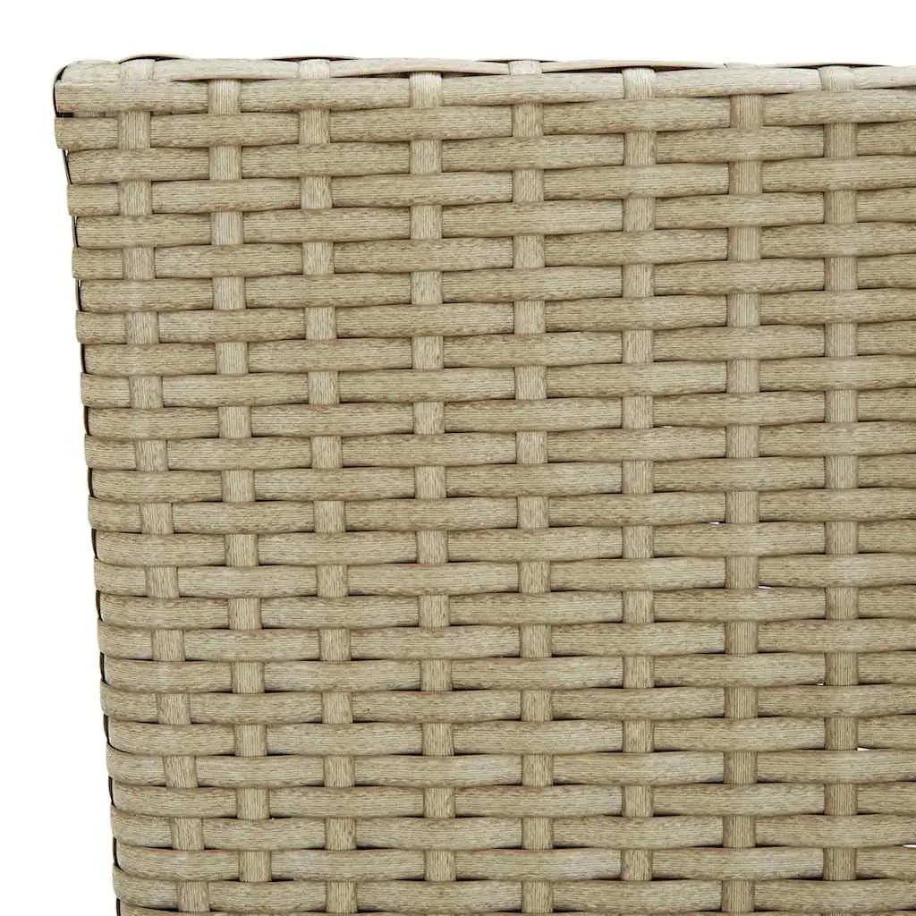 Outdoor Dining Chairs 2 pcs Poly Rattan Beige Garden Seating with Cushion