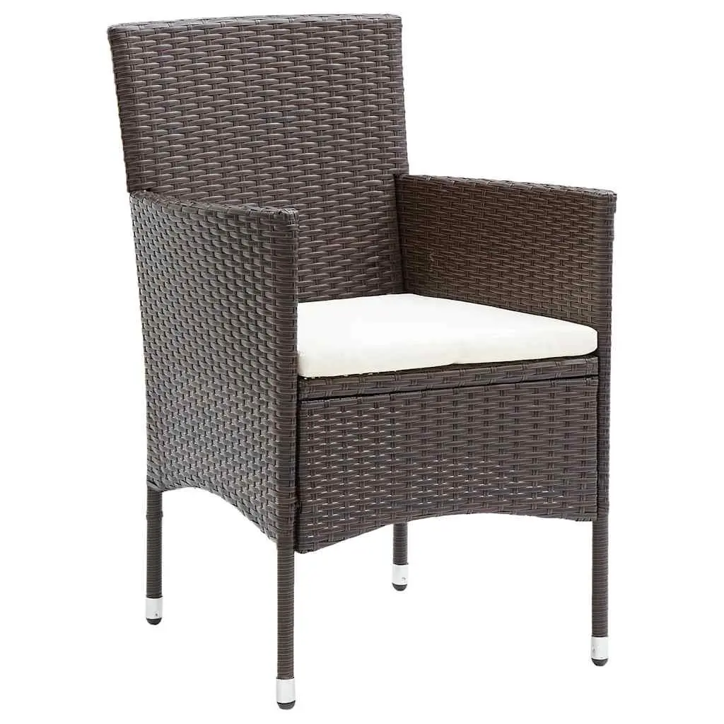 Outdoor Dining Chairs Set 2 pcs Garden Seating PE Rattan Brown Patio Furniture