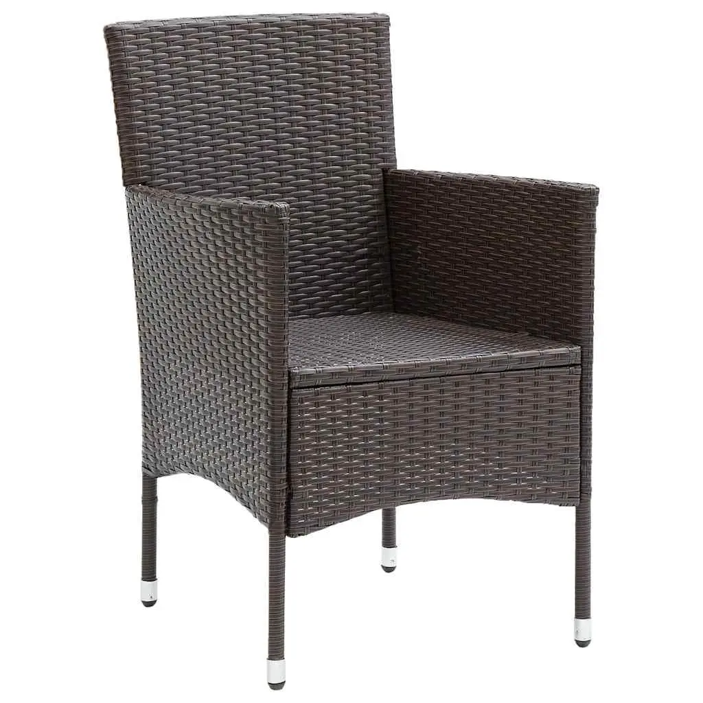 Outdoor Dining Chairs Set 2 pcs Garden Seating PE Rattan Brown Patio Furniture