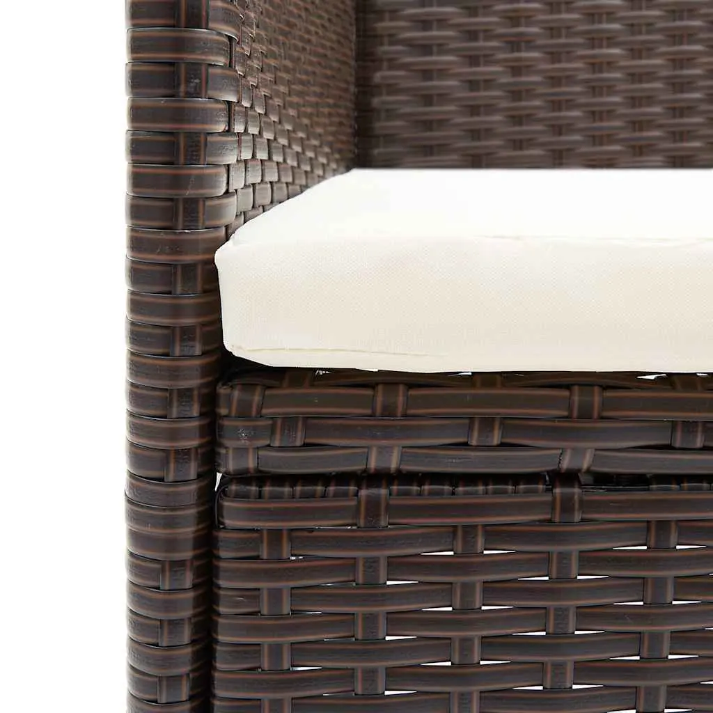 Outdoor Dining Chairs Set 2 pcs Garden Seating PE Rattan Brown Patio Furniture