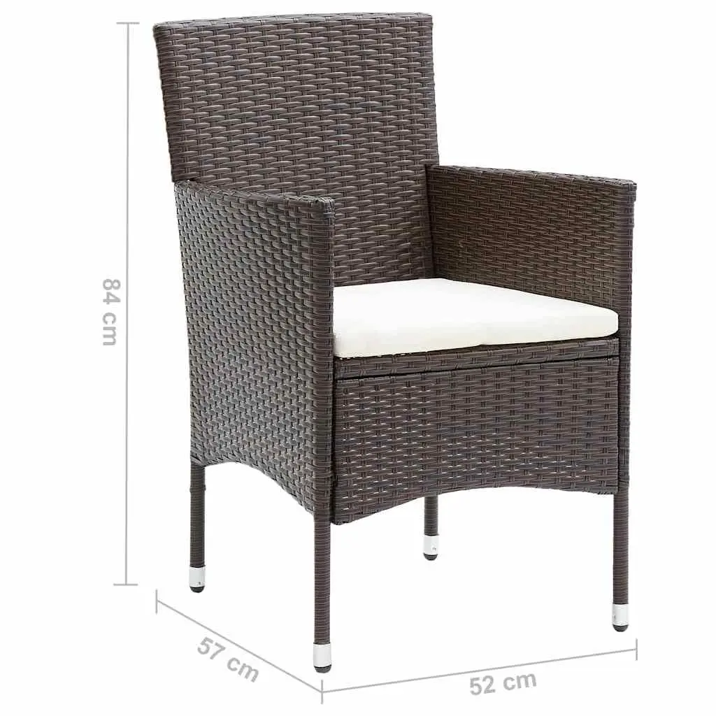 Outdoor Dining Chairs Set 2 pcs Garden Seating PE Rattan Brown Patio Furniture