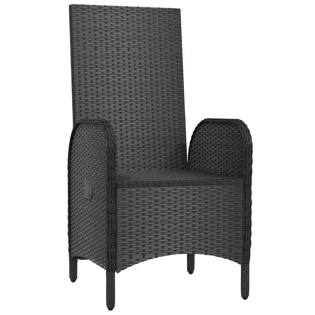 Outdoor Chairs 2 pcs Poly Rattan Black Garden Seating Curved Backrest Armrest