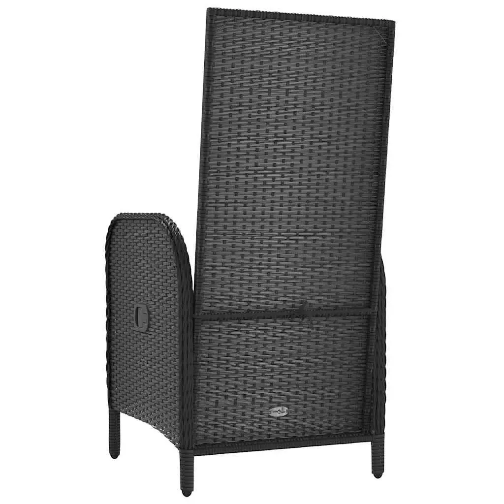 Outdoor Chairs 2 pcs Poly Rattan Black Garden Seating Curved Backrest Armrest