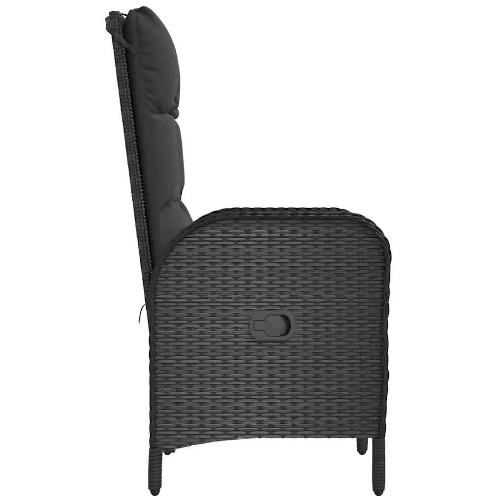 Outdoor Chairs 2 pcs Poly Rattan Black Garden Seating Curved Backrest Armrest