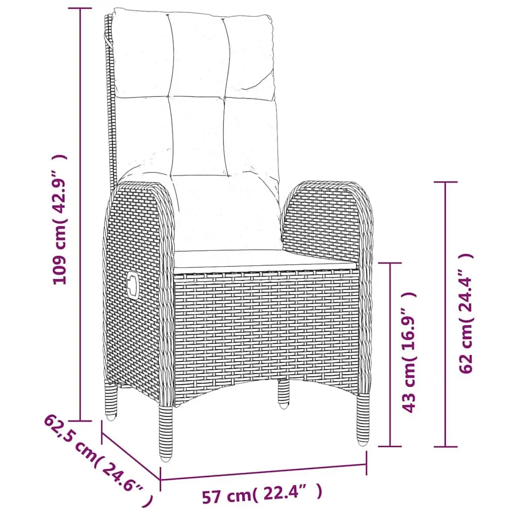 Outdoor Chairs 2 pcs Poly Rattan Black Garden Seating Curved Backrest Armrest