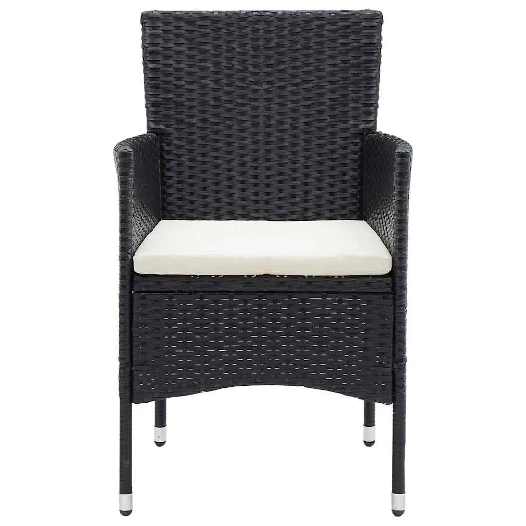 Outdoor Dining Chairs Set 4 pcs Garden Poly Rattan Black Armchair Seating