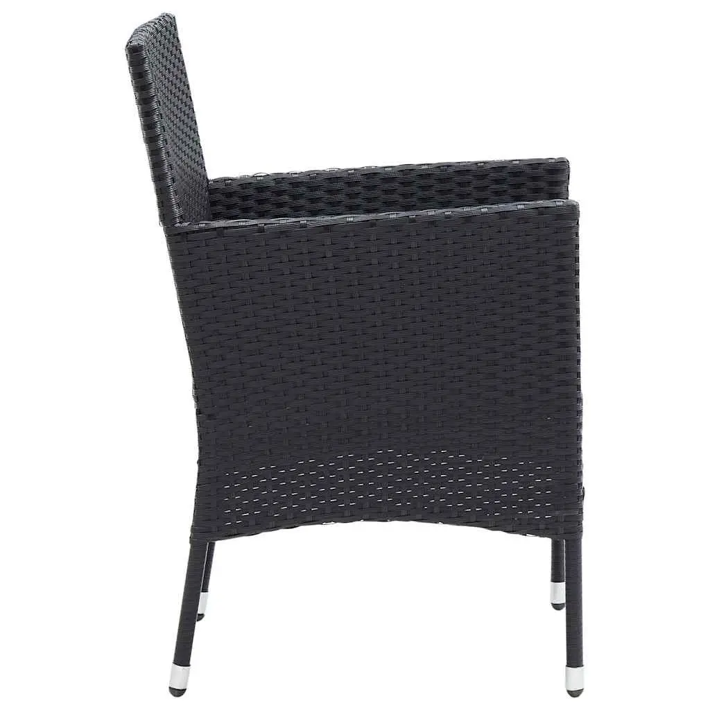 Outdoor Dining Chairs Set 4 pcs Garden Poly Rattan Black Armchair Seating