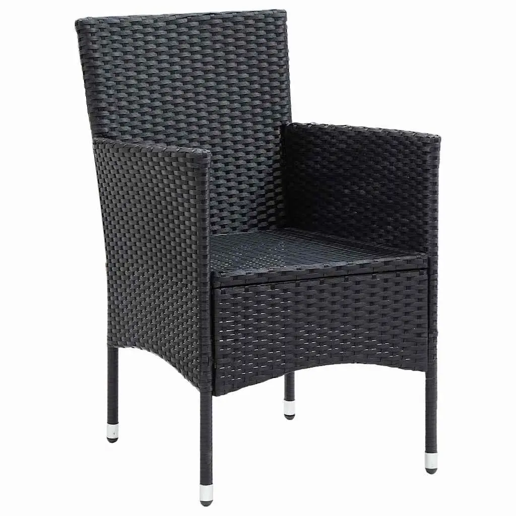 Outdoor Dining Chairs Set 4 pcs Garden Poly Rattan Black Armchair Seating