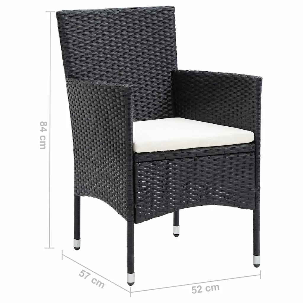 Outdoor Dining Chairs Set 4 pcs Garden Poly Rattan Black Armchair Seating