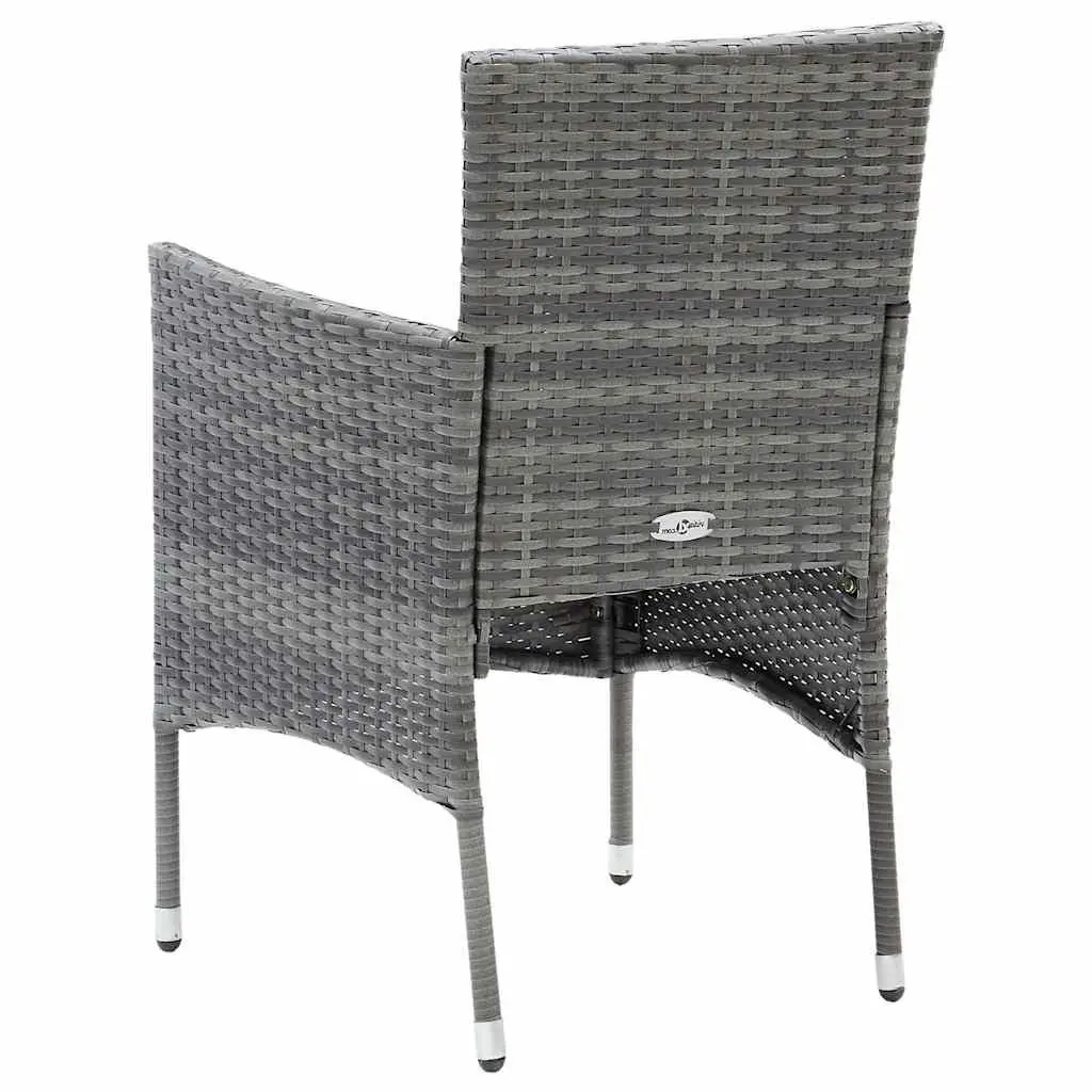 Outdoor Dining Chairs Set 4 pcs Grey Garden Seating Rattan Armchair with Cushion