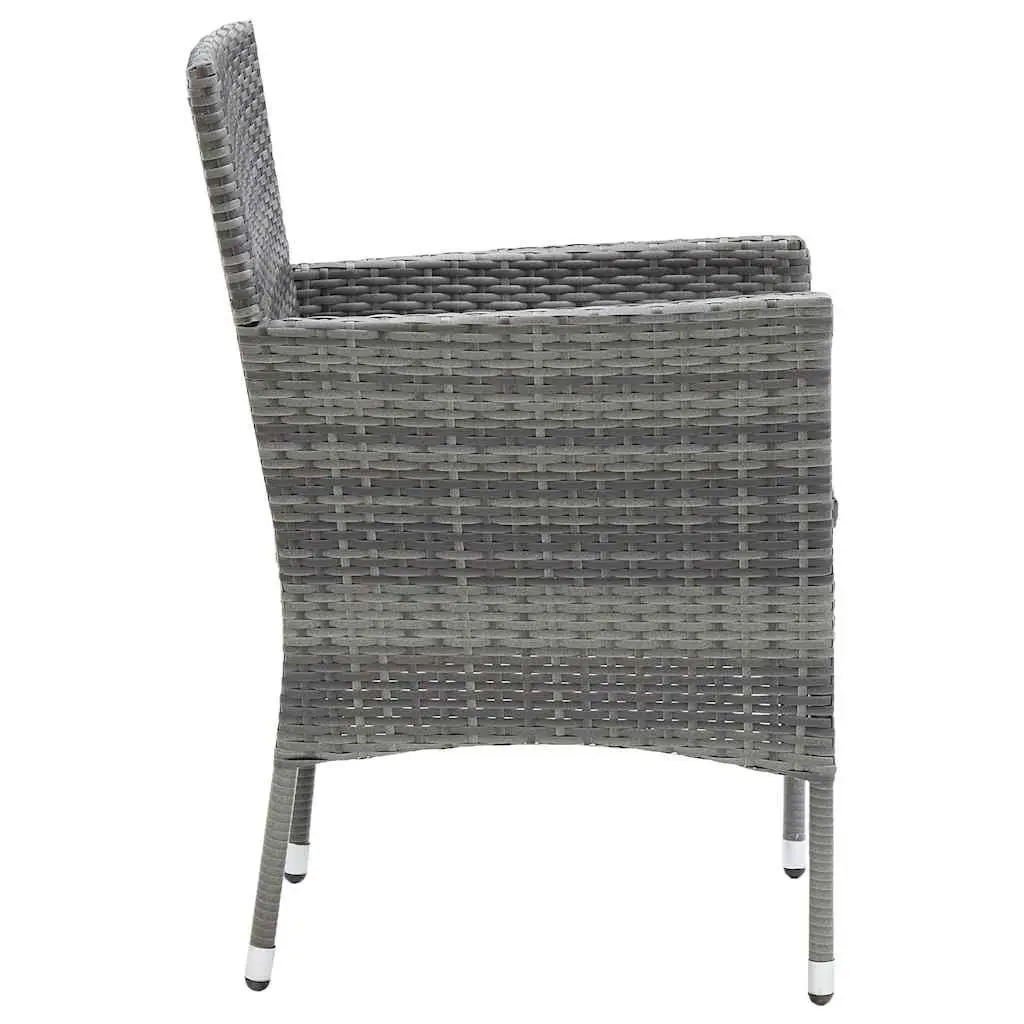 Outdoor Dining Chairs Set 4 pcs Grey Garden Seating Rattan Armchair with Cushion
