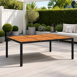 Outdoor Garden Table 200x150cm Acacia Wood Poly Rattan Patio Furniture Black